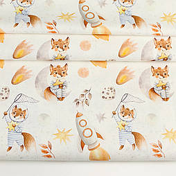 Ранфорс digital з цифровим друком " Лисички-космонавти " № РЦ - 3411