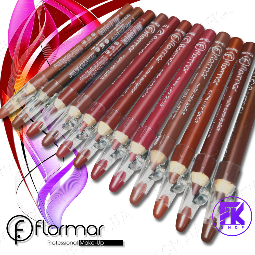 Набір матових олівців для губ з точилкою Flormar Matte Color Lipstick 12 шт