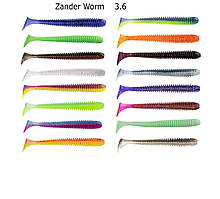 Силіконова приманка Angry Baits Zander Worm 3.6" (6шт) колір
