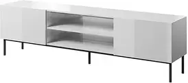 Тумба під телевізор Cama Slide 200K на сталевому каркасі 200×40×57 білий глянець