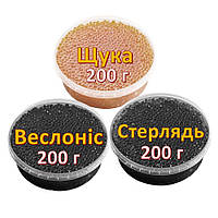 Ікра імітована Веслоніс + Стерлядь + Щука 3х200 г. Дегустаційний сет. Україна