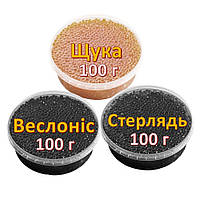 Ікра імітована Веслоніс + Стерлядь + Щука 3х100 г. Дегустаційний сет. Україна