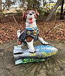 Садовий декор "Пес Патрон" на Ракеті з надписом «Доброго Вечора Ми З України» кераміка 33х33х24 см, фото 2