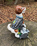 Садовий декор "Пес Патрон" на Ракеті з надписом «Доброго Вечора Ми З України» кераміка 33х33х24 см, фото 4