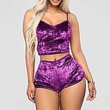 Жіноча велюрова піжама – комфортний та стильний комплект для дому і сну, топ з шортами, ідеальний подарунок на будь-який випадок, фото 7