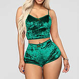 Жіноча велюрова піжама – комфортний та стильний комплект для дому і сну, топ з шортами, ідеальний подарунок на будь-який випадок, фото 8