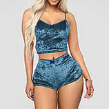 Жіноча велюрова піжама – комфортний та стильний комплект для дому і сну, топ з шортами, ідеальний подарунок на будь-який випадок, фото 9