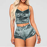 Жіноча велюрова піжама – комфортний та стильний комплект для дому і сну, топ з шортами, ідеальний подарунок на будь-який випадок, фото 10