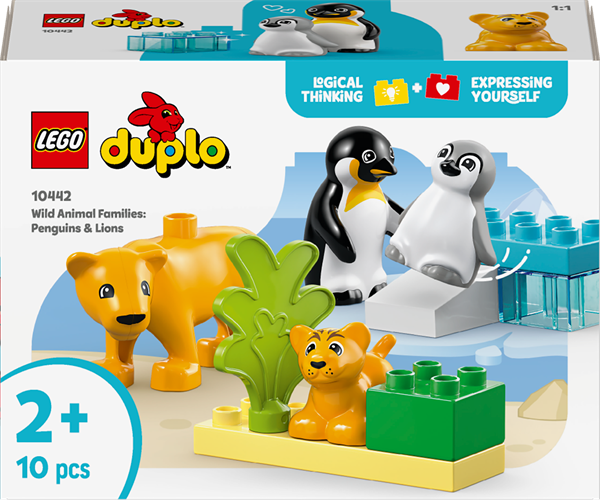 Конструктор LEGO DUPLO Сімейства диких тварин: пінгвіни та леви 10 деталей (10442)