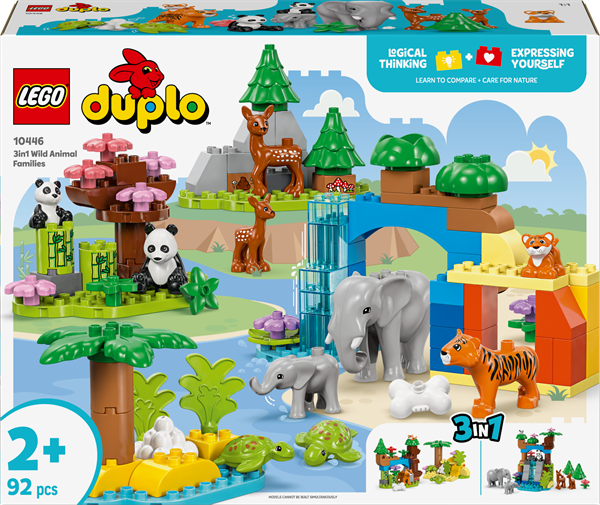 Конструктор LEGO DUPLO Town Сімейства диких тварин 3-в-1, 92 деталі (10446)