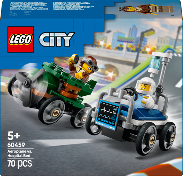 Конструктор LEGO City Літак проти лікарняної койки набір для перегонів 70 деталей (60459)