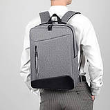 Міський рюкзак з сумкою та пеналом, USB, Сірий / Рюкзак набір 3в1 / Школьний набір рюкзаків, фото 2