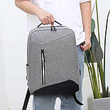 Міський рюкзак з сумкою та пеналом, USB, Сірий / Рюкзак набір 3в1 / Школьний набір рюкзаків, фото 6