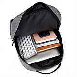 Міський рюкзак з сумкою та пеналом, USB, Сірий / Рюкзак набір 3в1 / Школьний набір рюкзаків, фото 7