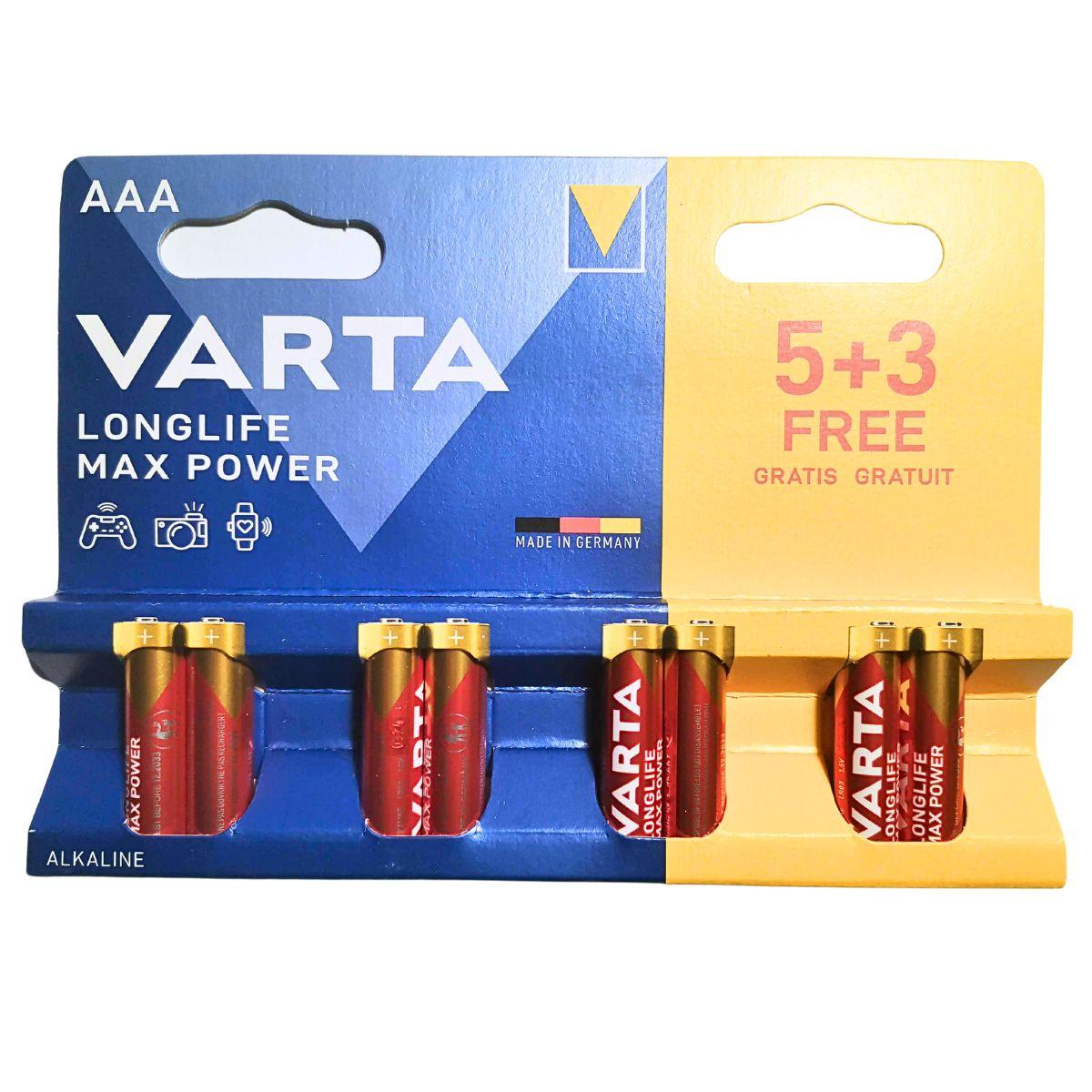 Батарейка Alkaline Varta Longlife Max Power AAA (8шт.), фото 1