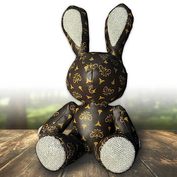 Заєць 40 см шкіряний зі стразами та малюнком EL-2117-57 Коричневий