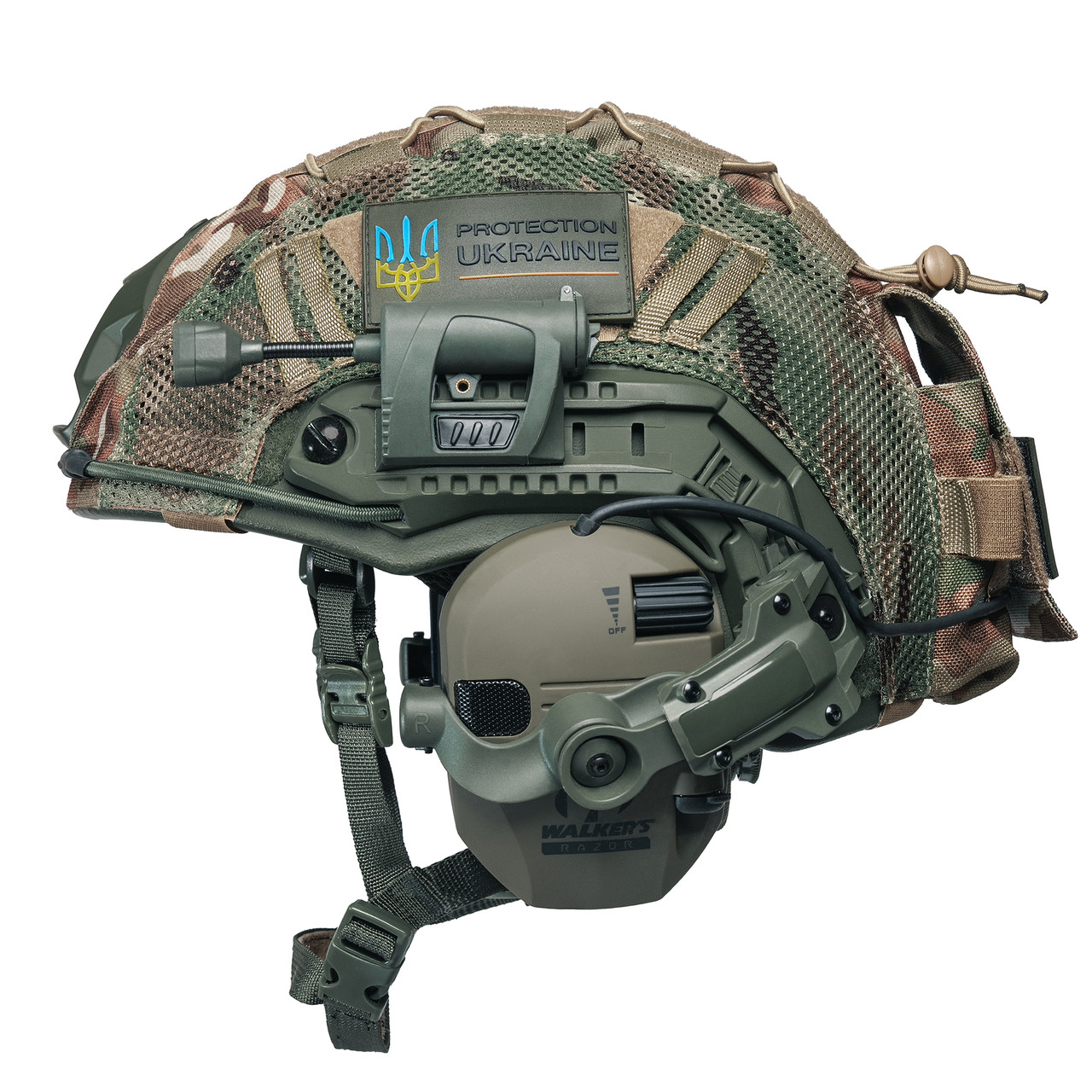 Шолом тактичний Fast TEAM WENDY Helmet NIJ IIIA + Навушники Walkers Razor Slim з чебурашкою + ліхтарик + кавер