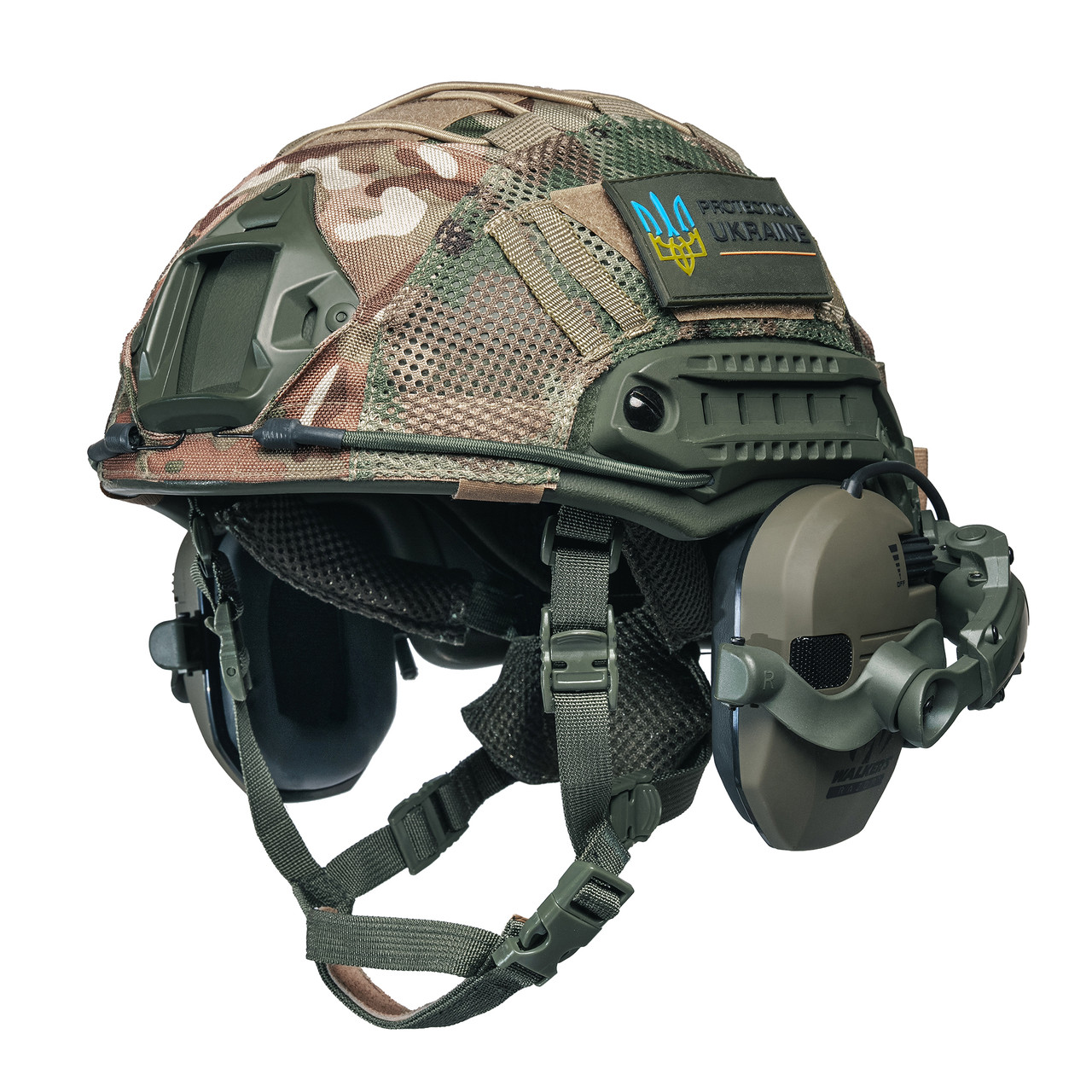 Шолом тактичний Fast TEAM WENDY Helmet NIJ IIIA + Навушники Walkers Razor Slim з чебурашкою + кавер
