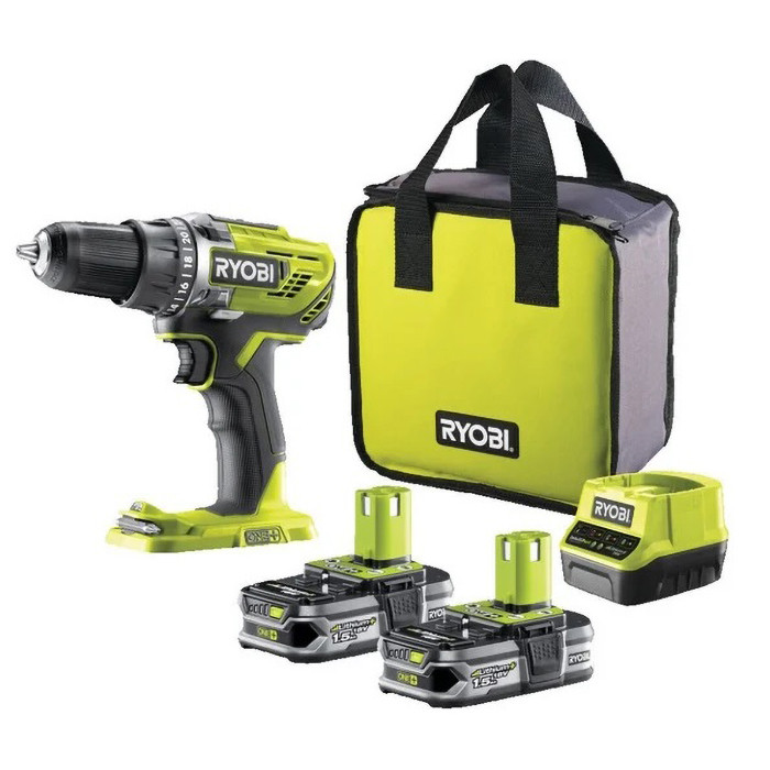 Акумуляторний дриль-шуруповерт RYOBI R18DD3-215S ONE+ (2×RB18L15 (1.5 Аг), зарядний пристрій)