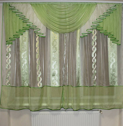 Кухонна занавіска No301 з тюлю 2м салатовий, фото 2