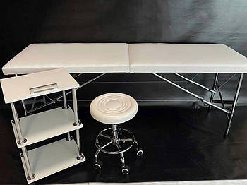 Кушетка косметологічна автомат "Економ" - біла, для краси, нарощування вій, шугарингу, масажу