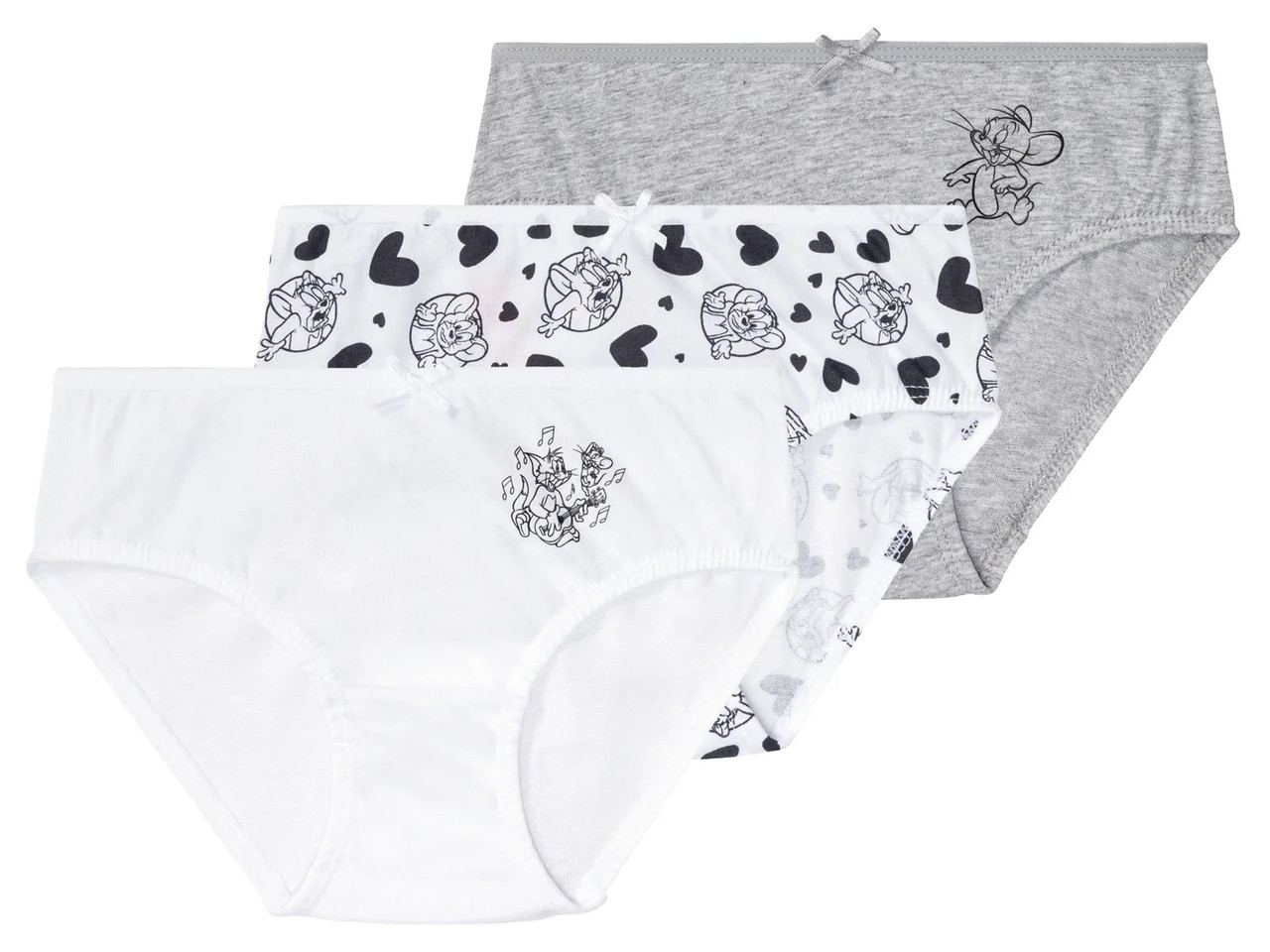 Трусики для дівчаток, 3 шт., зріст 110-116 (4-6 років), колір білий, світло-сірий