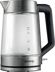 Електрочайник Gorenje 1.7л, 2,200 Вт, strix контроль, скло, білий, K17GED