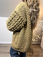 Кардиган Alize Puffy ручної роботи з кишенями з гіпоалергенної пряжі