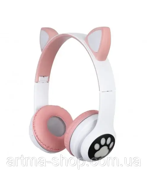 Навушники бездротові Cat Ear, Bluetooth, з різнокольоровим, LED підсвічуванням, і котячими вушками, Рожеві