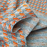 Трикотаж костюмний принт помаранчево-сіра геометрія, фото 8