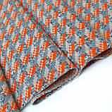 Трикотаж костюмний принт помаранчево-сіра геометрія, фото 10