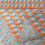 Трикотаж костюмний принт помаранчево-сіра геометрія, фото 7