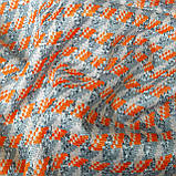 Трикотаж костюмний принт помаранчево-сіра геометрія, фото 5