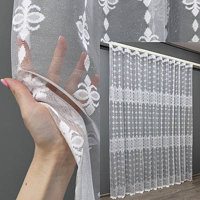 Готова тюль (3х2,7м) жаккард. Колір білий. Код 1228т 42-0430