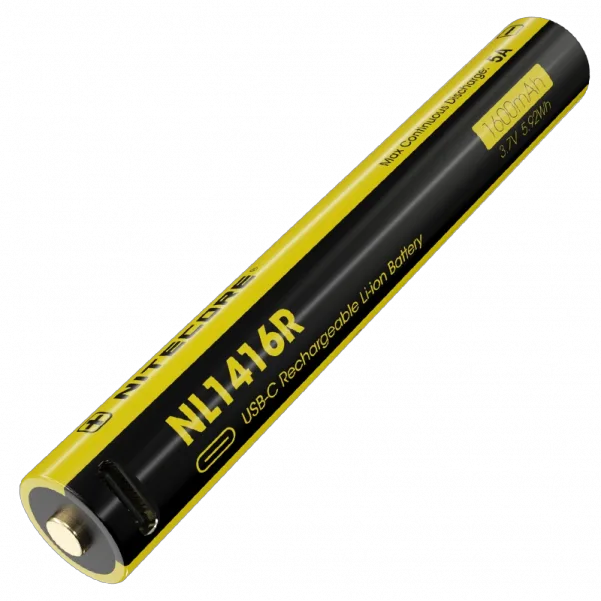 Акумулятор 14500 Nitecore NL1416R 1600mAh 3.7V для ліхтаря MT2A Pro із USB-C зарядкою, фото 1