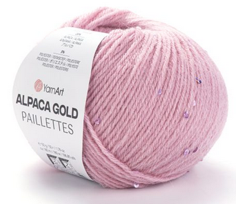 Alpaca Gold Pailletes YarnArt-9306 рожевий, фото 1