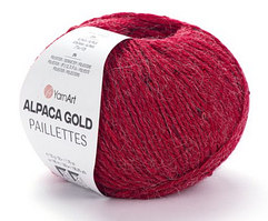 Alpaca Gold Pailletes YarnArt-9307 темно-червоний