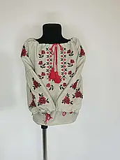 Вишиванка дівоча "Квітуча троянда" з льону меланж (відрізний рукав), фото 2