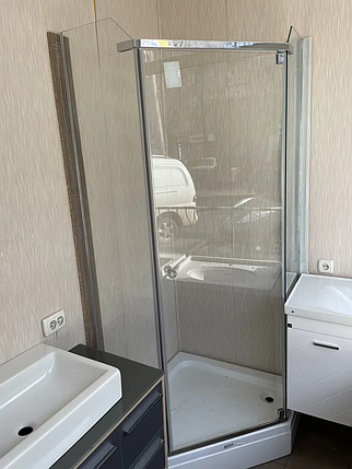 Душова кабіна Aquanil Violet 90х90х200 см без піддону хром прозоре скло 6 мм розпашні двері, фото 3