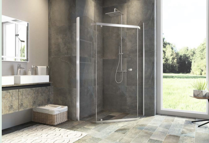 Душова кабіна Aquanil Violet 90х90х200 см без піддону хром прозоре скло 6 мм розпашні двері