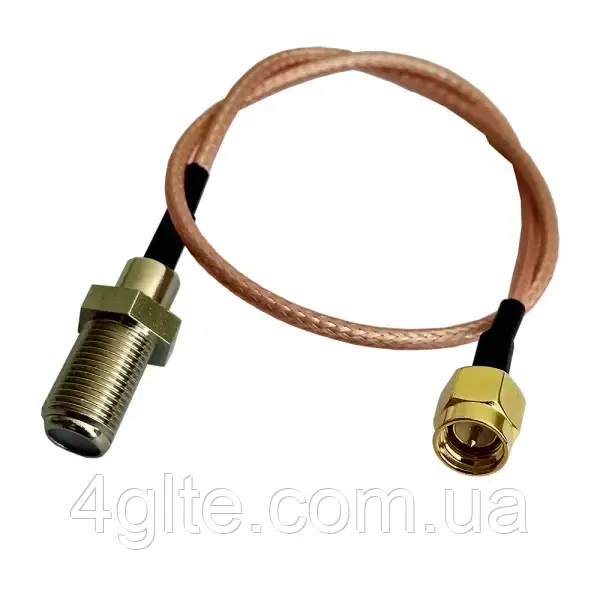 Антенний перехідник пігтейл F female — SMA male (15см), фото 1