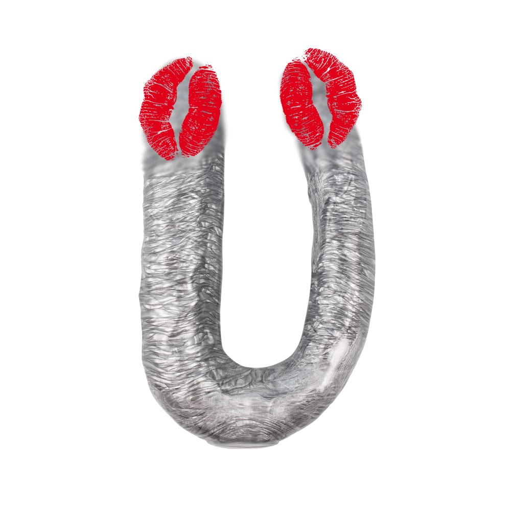 Фалоїмітатор двосторонній Chisa Dixie Normous, сріблястий, 34 см х 2.5 см х 3.4 см, фото 1