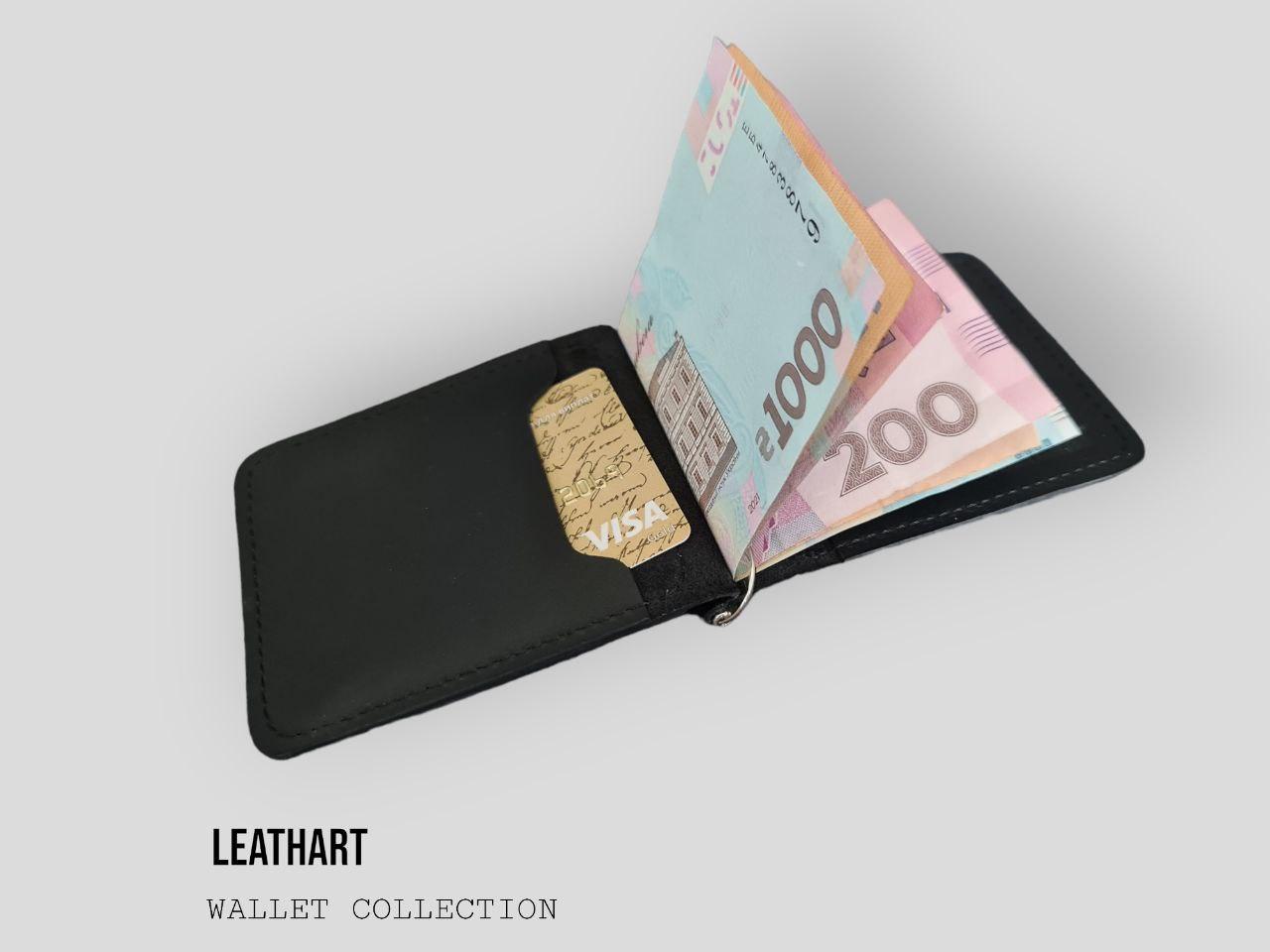 Чоловічий шкіряний гаманець-зажим "Olio" ручної роботи, фото 1