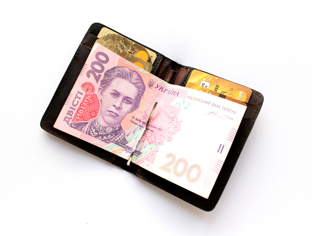 Шкіряний чоловічий зажим "Lalbero" коричневий, фото 1