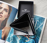 Чоловічий чорний шкіряний подарунковий набір Armani ремінь і гаманець, фото 4