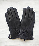 Шкіряні чоловічі рукавички з оленячої шкіри, підкладка вовняна в'язка, фото 3