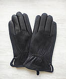 Шкіряні чоловічі рукавички з оленячої шкіри, підкладка вовняна в'язка, фото 4