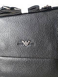 Чоловіча шкіряна сумка Armani чорна, фото 5