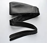 Жіночий пояс кушак чорний з натуральної шкіри широкий, фото 3