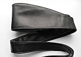 Жіночий пояс кушак чорний з натуральної шкіри широкий, фото 5